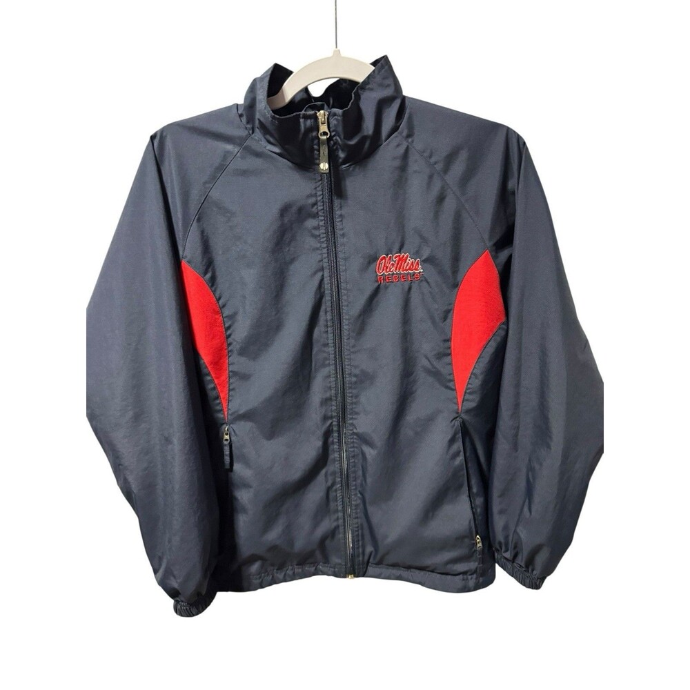Holloway Youth Size M Ole Miss Full Zip Windbreaker/Lightweight Jacket Blue/Red